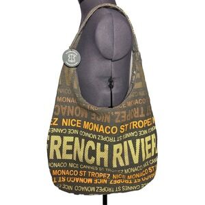 Robin Ruth Boho Canvas Travel Hobo Slouchy Shoulder Bag Monaco Nice Cannes